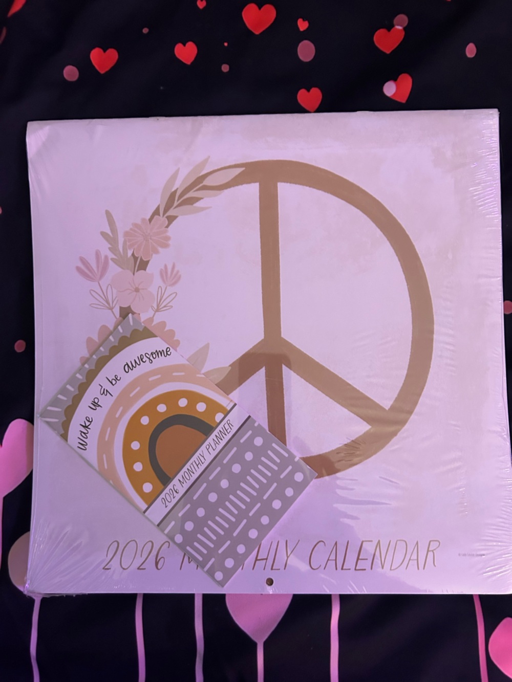 Gold Peace Sign 2026 Monthly Wall Calendar
